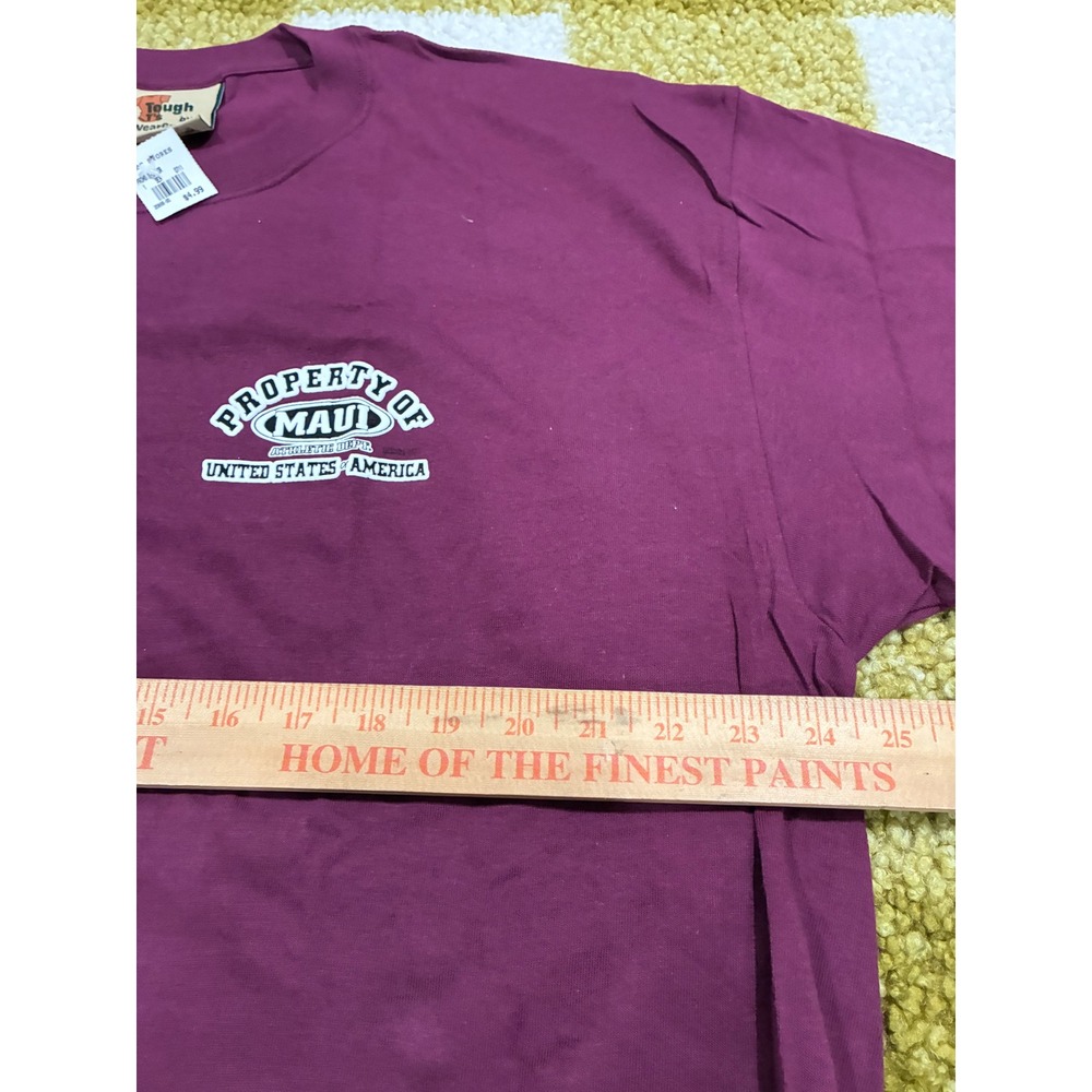 Tough T's by WearGuard Maui Athletic Dept TShirt XL Burgundy Cotton Short Sleeve - Picture 7 of 7